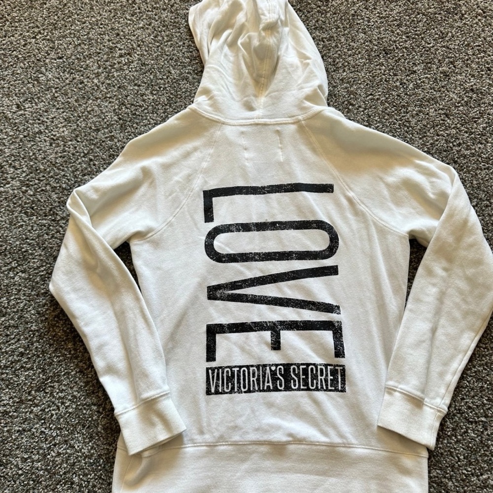 Victoria's Secret White Hoodie with Black Lettering